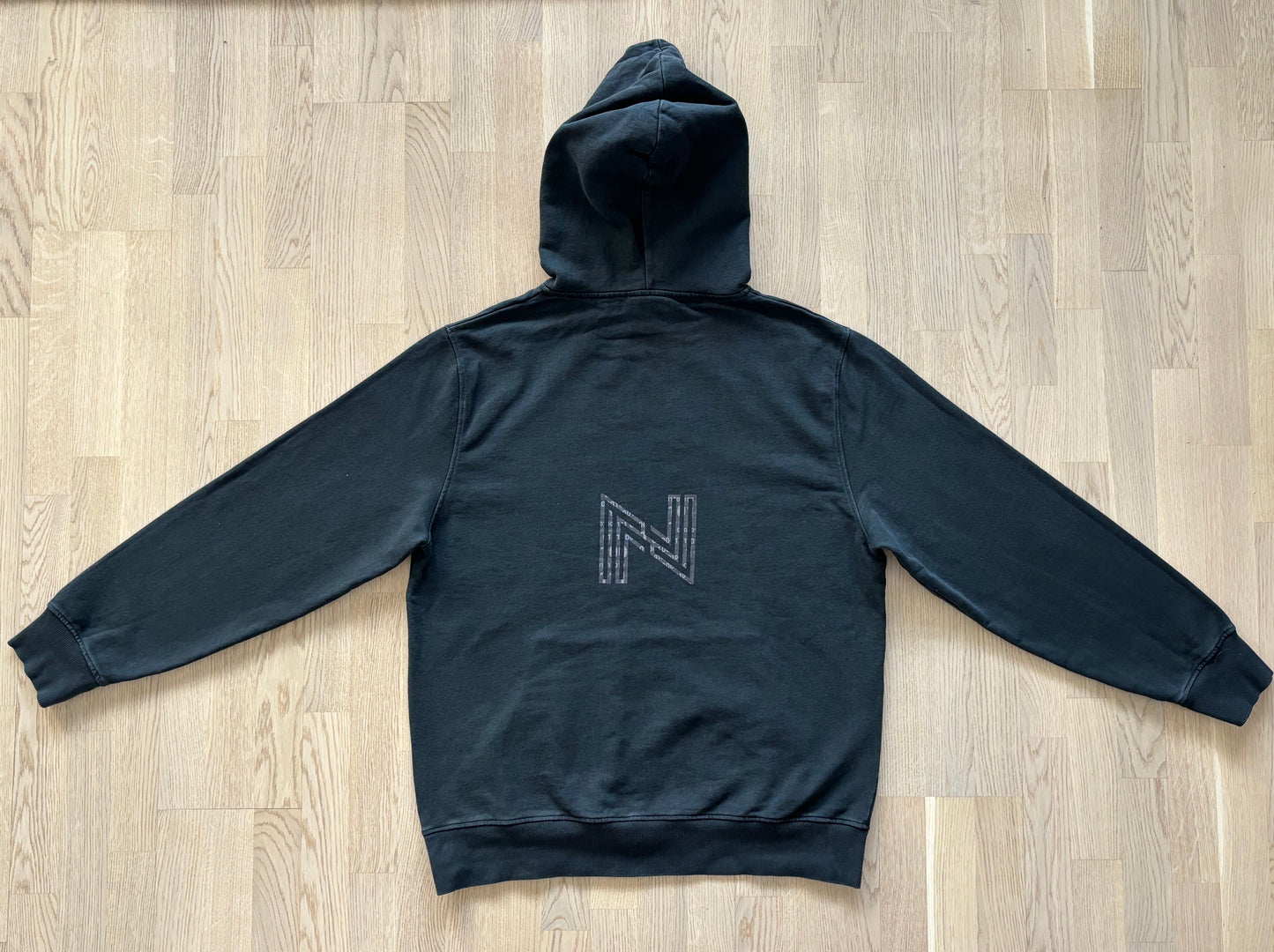 Black unisex regular cotton hoodie
