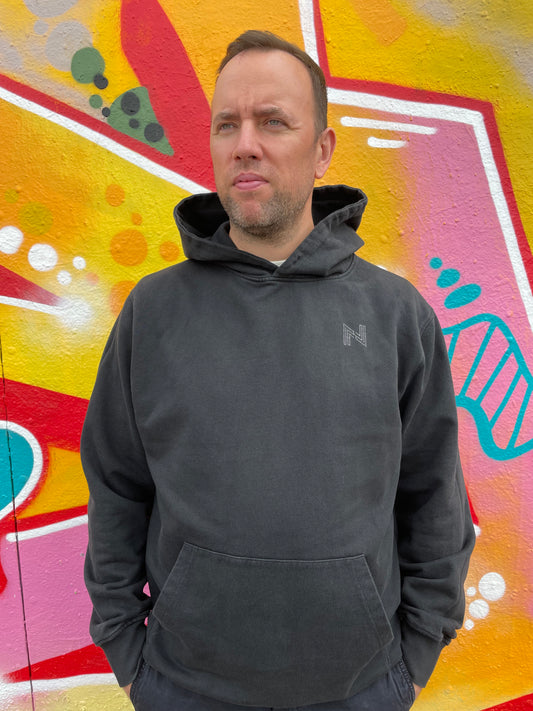 Black men's regular cotton hoodie